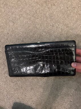 Black Croc-Embossed Men's Wallet Clutch